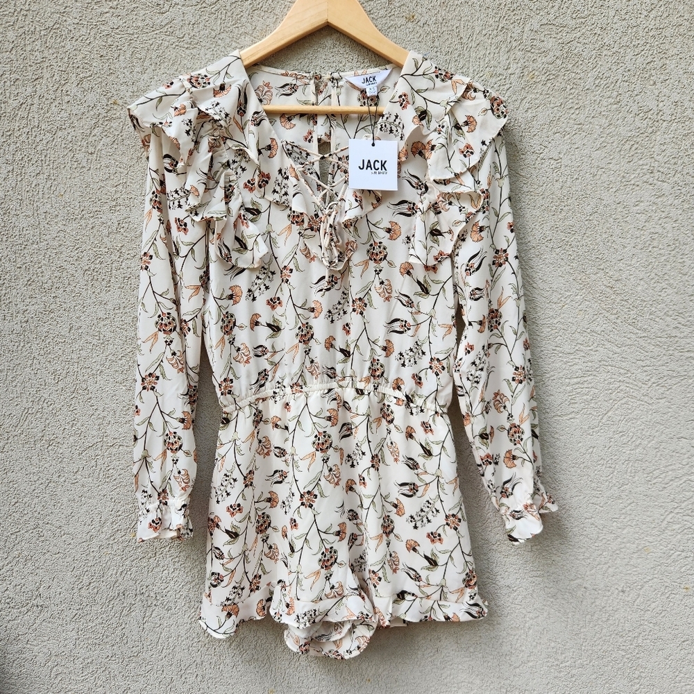 NEW Jack by BB Dakota Top Women's Extra Small Ruffle Flounce Floral Feminine